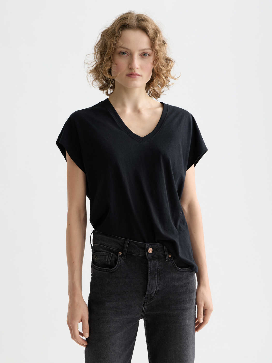 Scotch & Soda slub V-neck t-shirt - Black