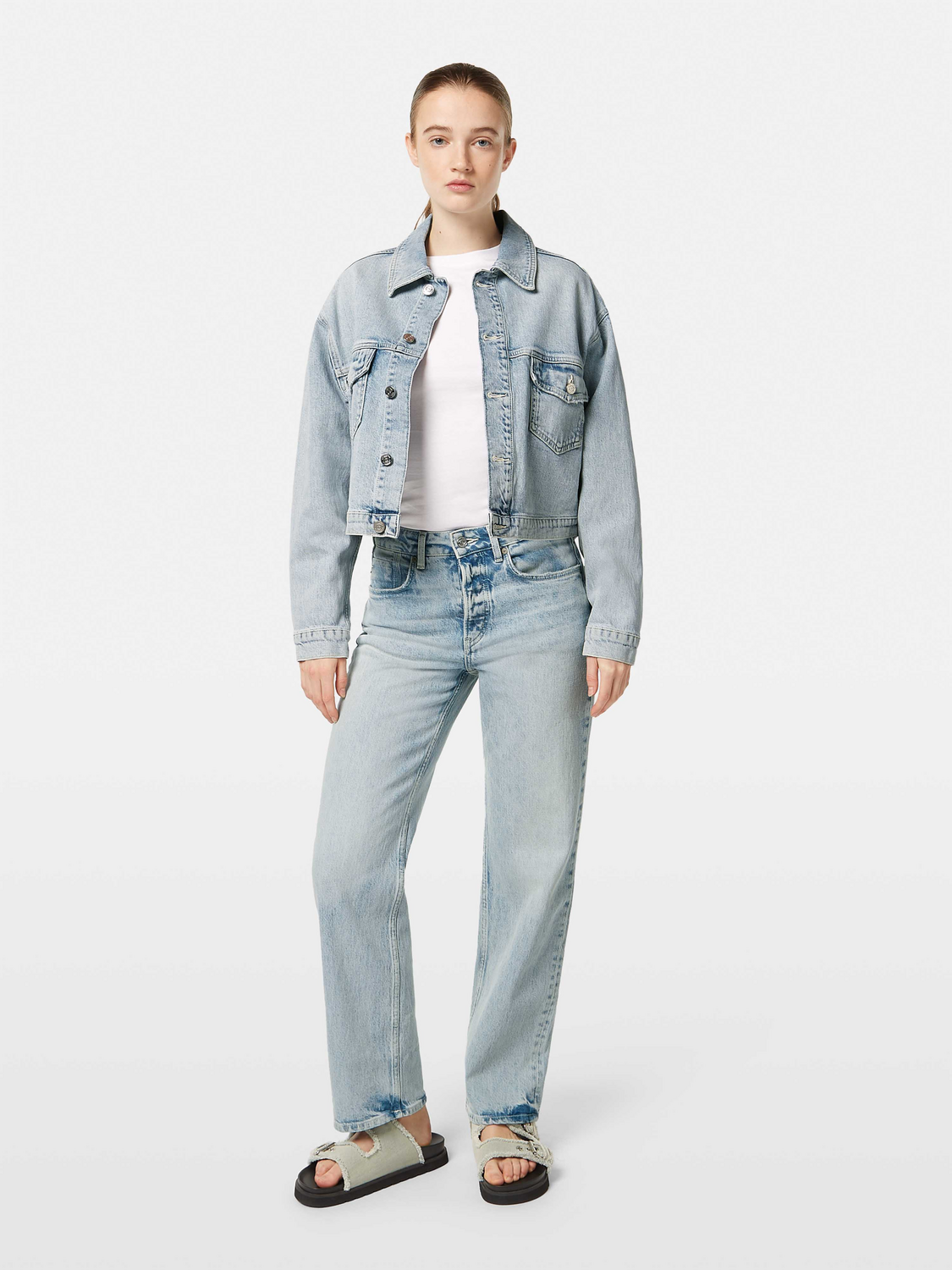 Scotch & Soda Cropped denim trucker jacket — Blue Story - Image 2