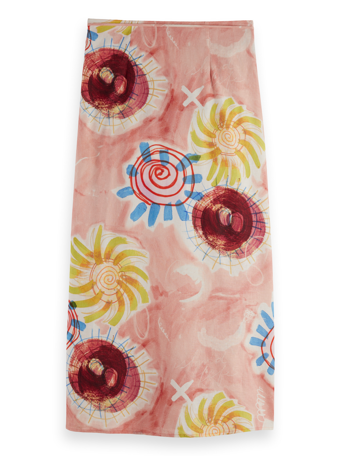 Scotch & Soda Linen blend printed wrap skirt-Abstract Sun Pink - Image 6