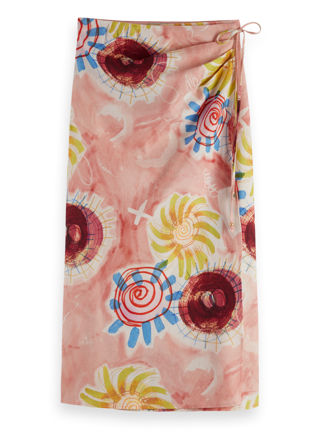 Scotch & Soda Linen blend printed wrap skirt-Abstract Sun Pink - Image 5