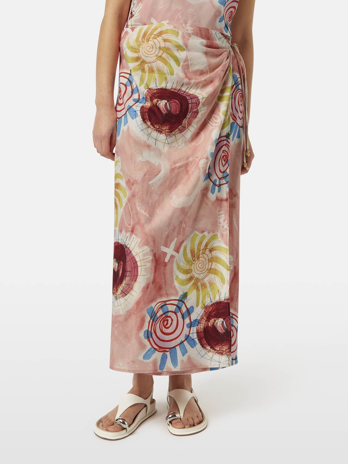 Scotch & Soda Linen blend printed wrap skirt-Abstract Sun Pink
