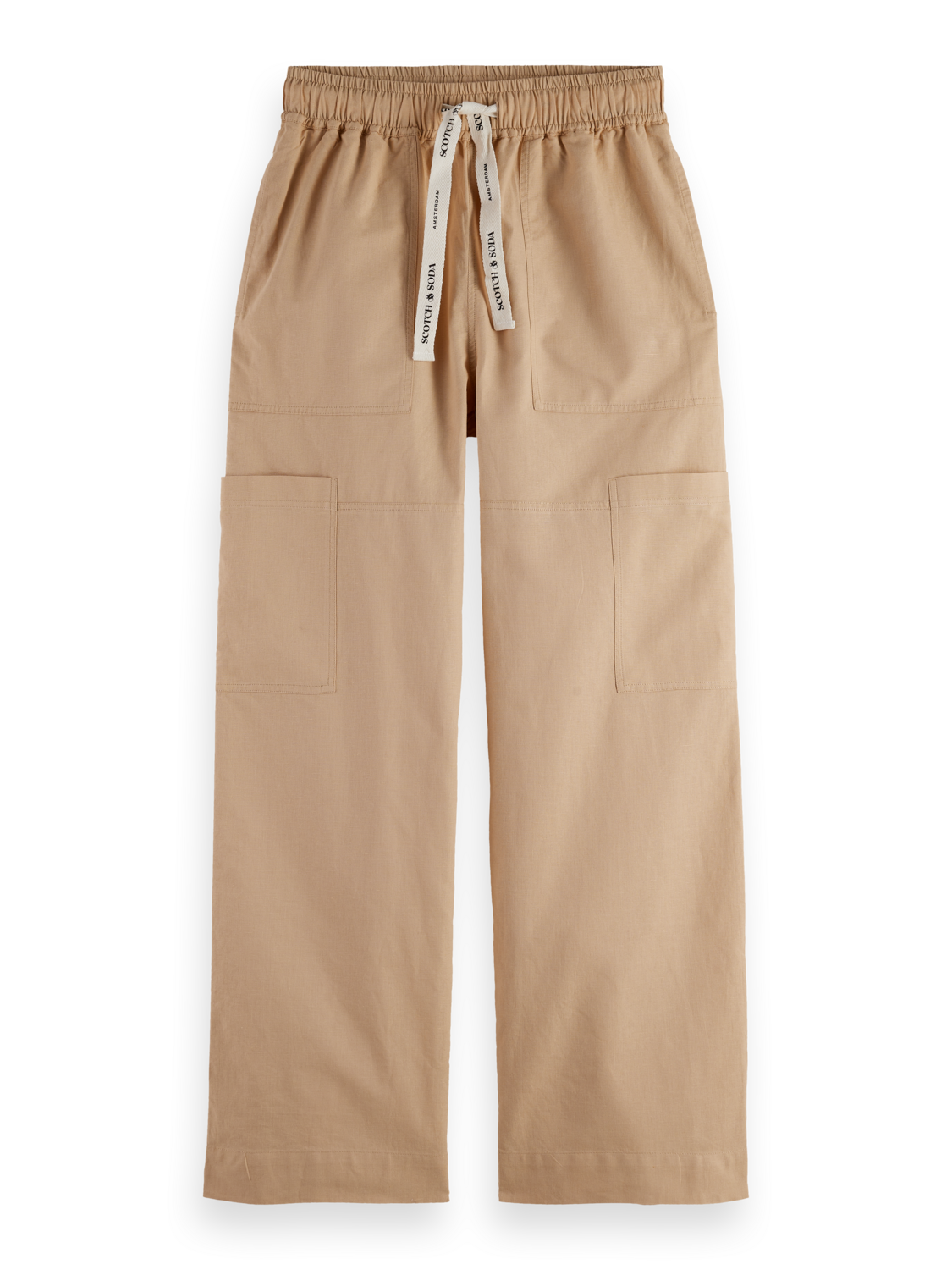 Scotch & Soda Noa high-rise wide-leg pull on cargo pant-Soft Camel - Image 5