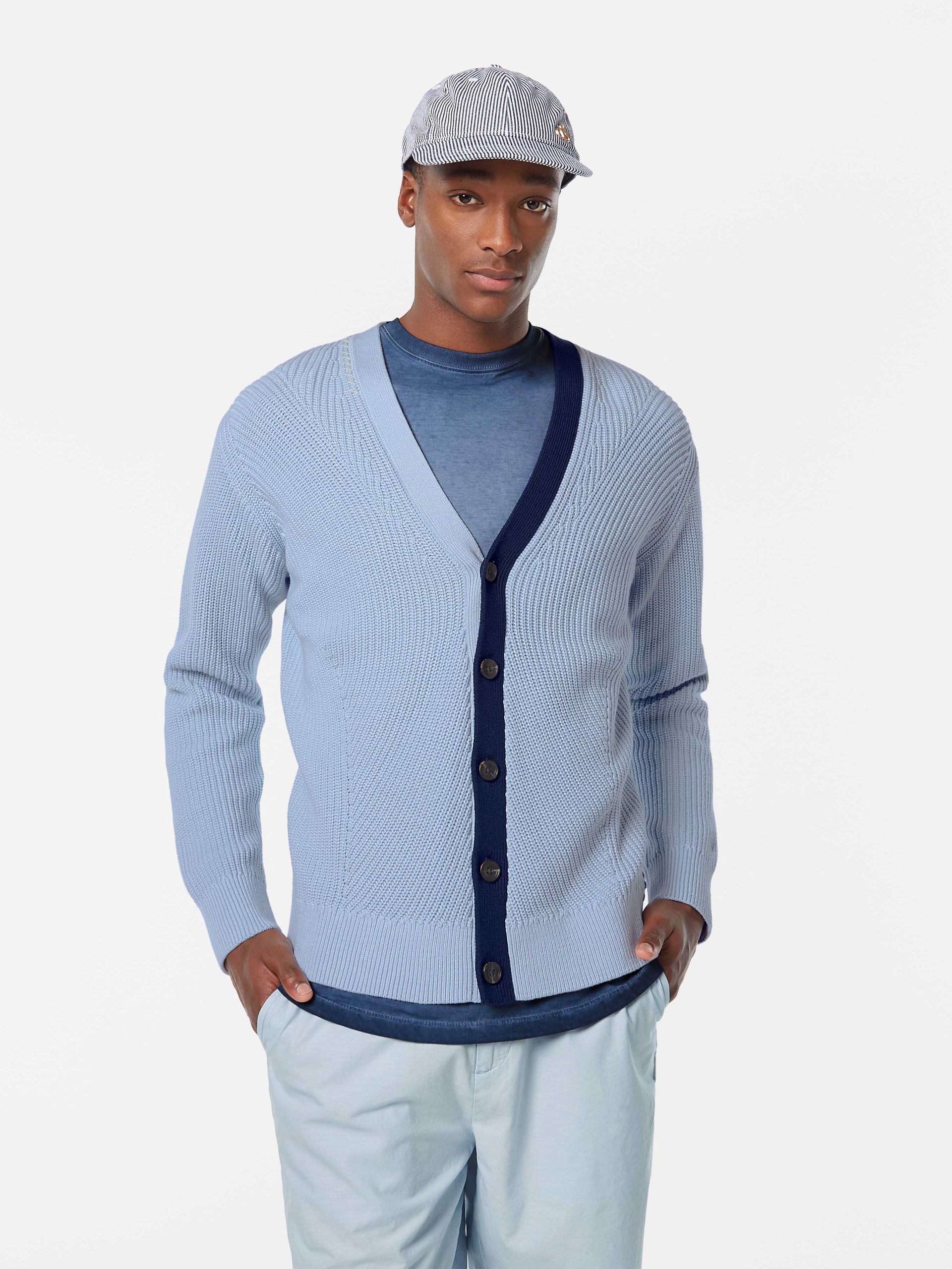 Scotch & Soda Structured dropped shoulder cardigan-Shirting Blue