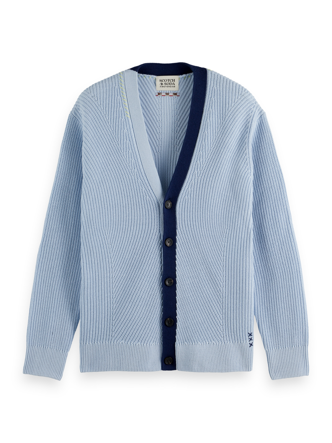 Scotch & Soda Structured dropped shoulder cardigan-Shirting Blue - Image 4