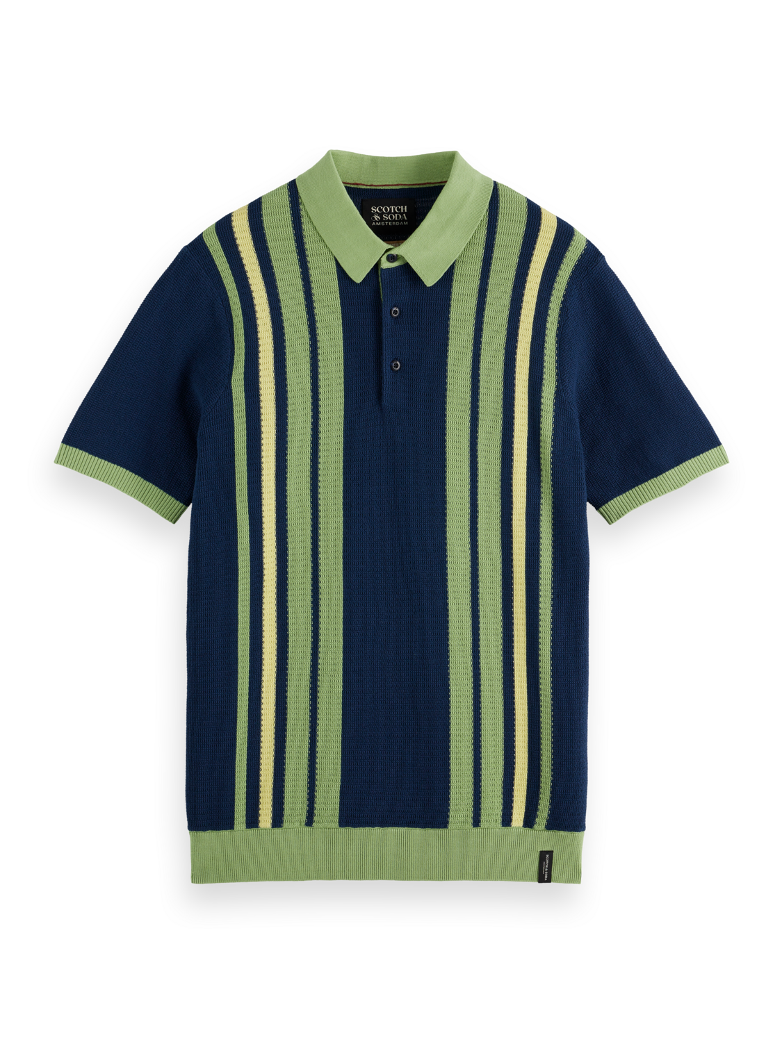 Scotch & Soda Structured knitted regular fit polo-Atlantic Blue - Image 5