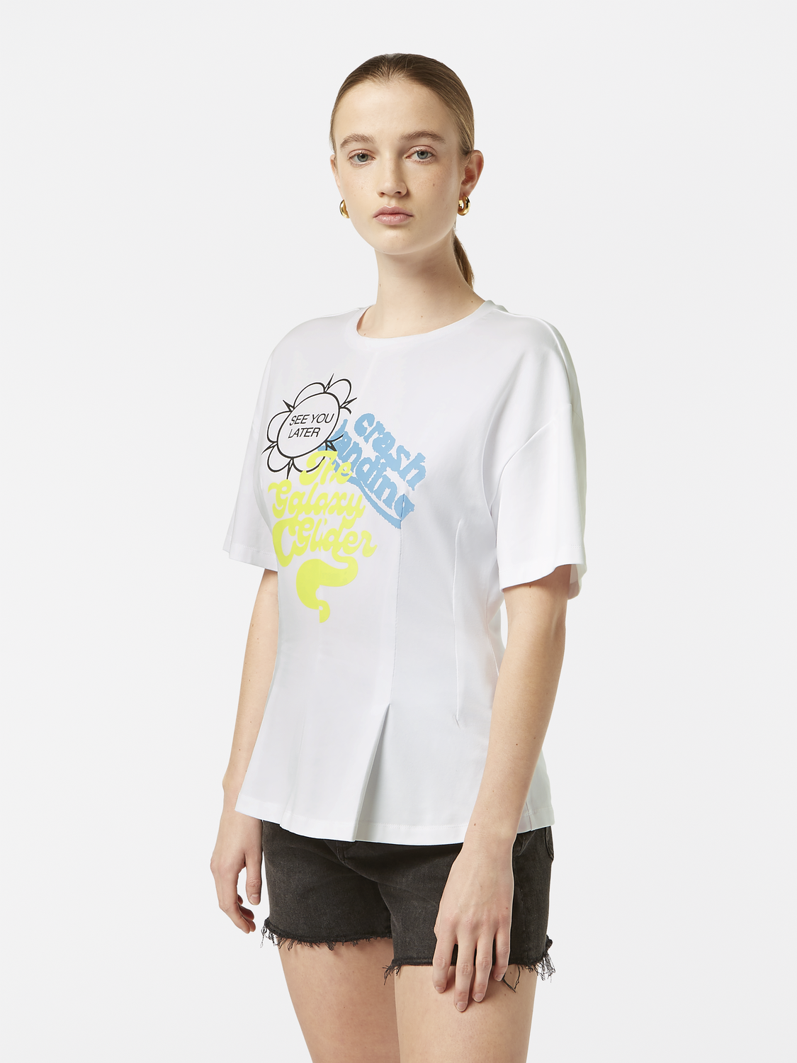Scotch & Soda Artwork T-shirt with shaping-White