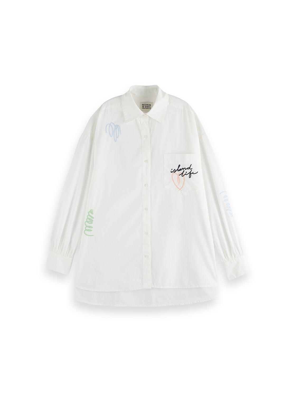 Scotch & Soda Embroidered poplin shirt-White - Image 5