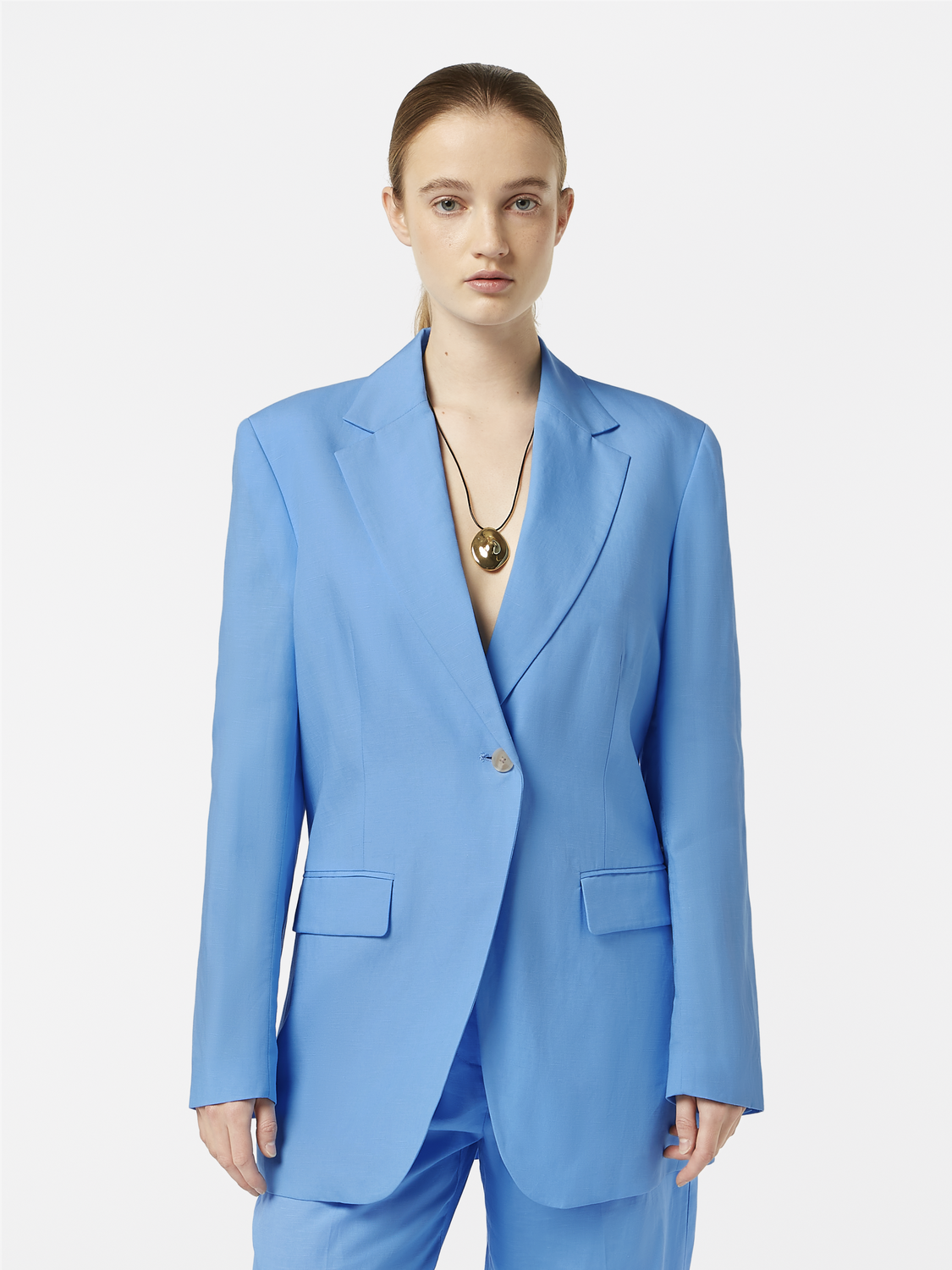 Scotch & Soda Boyfriend Linen Blend Blazer - Aqua Blue