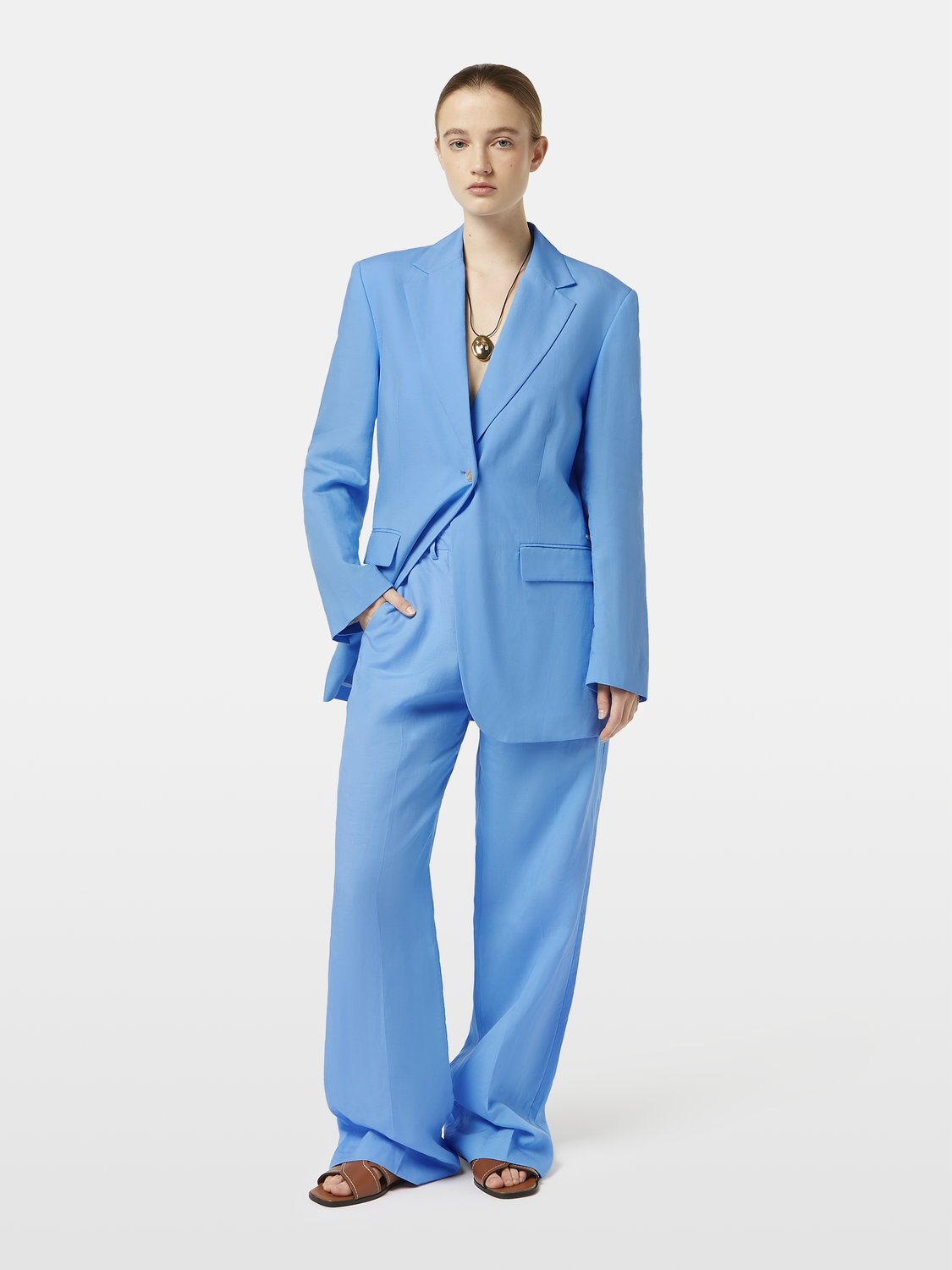 Scotch & Soda Boyfriend Linen Blend Blazer - Aqua Blue - Image 2