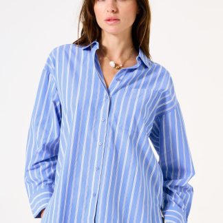 Garcia H50031_ladies long sleeve button down stripe shirt _provence