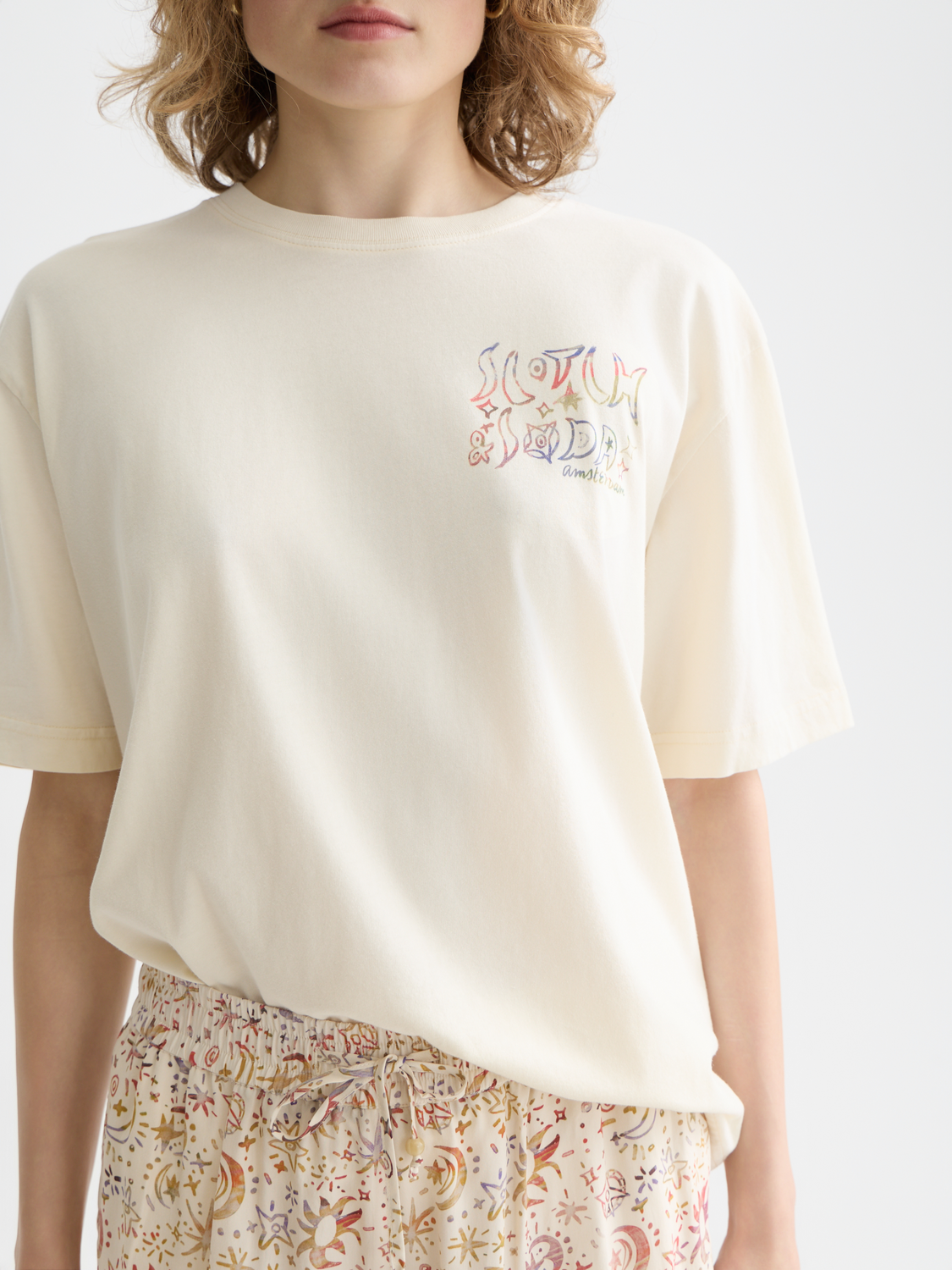 Scotch & Soda Female Washed Artwork T-shirt-Eggnog - Image 4