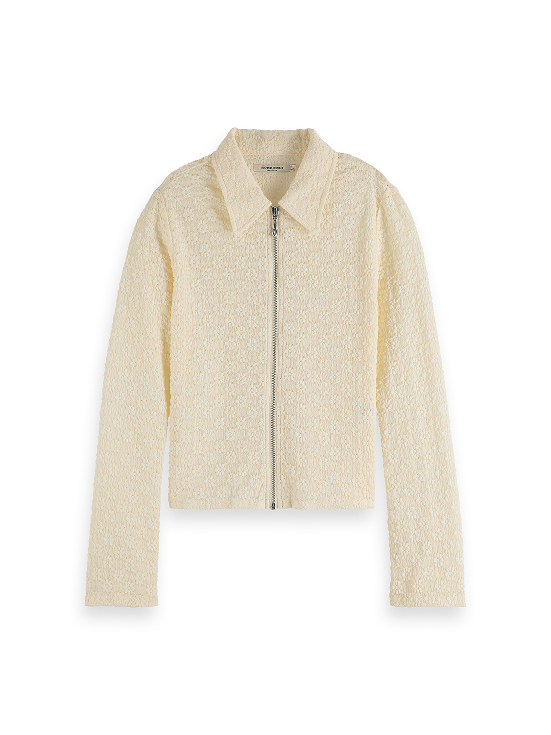 Scotch & Soda Female Zip Through Long Sleeve T-shirt-Eggnog - Image 5
