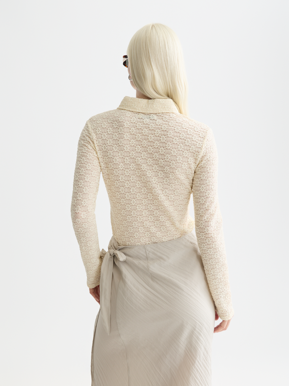 Scotch & Soda Female Zip Through Long Sleeve T-shirt-Eggnog - Image 2