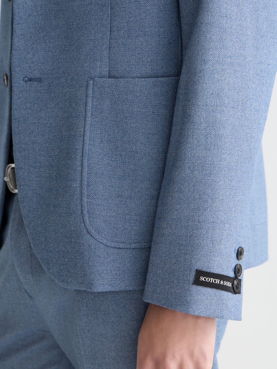 Scotch & Soda Male Structured weave blazer-Pageant Blue Melange - Image 4