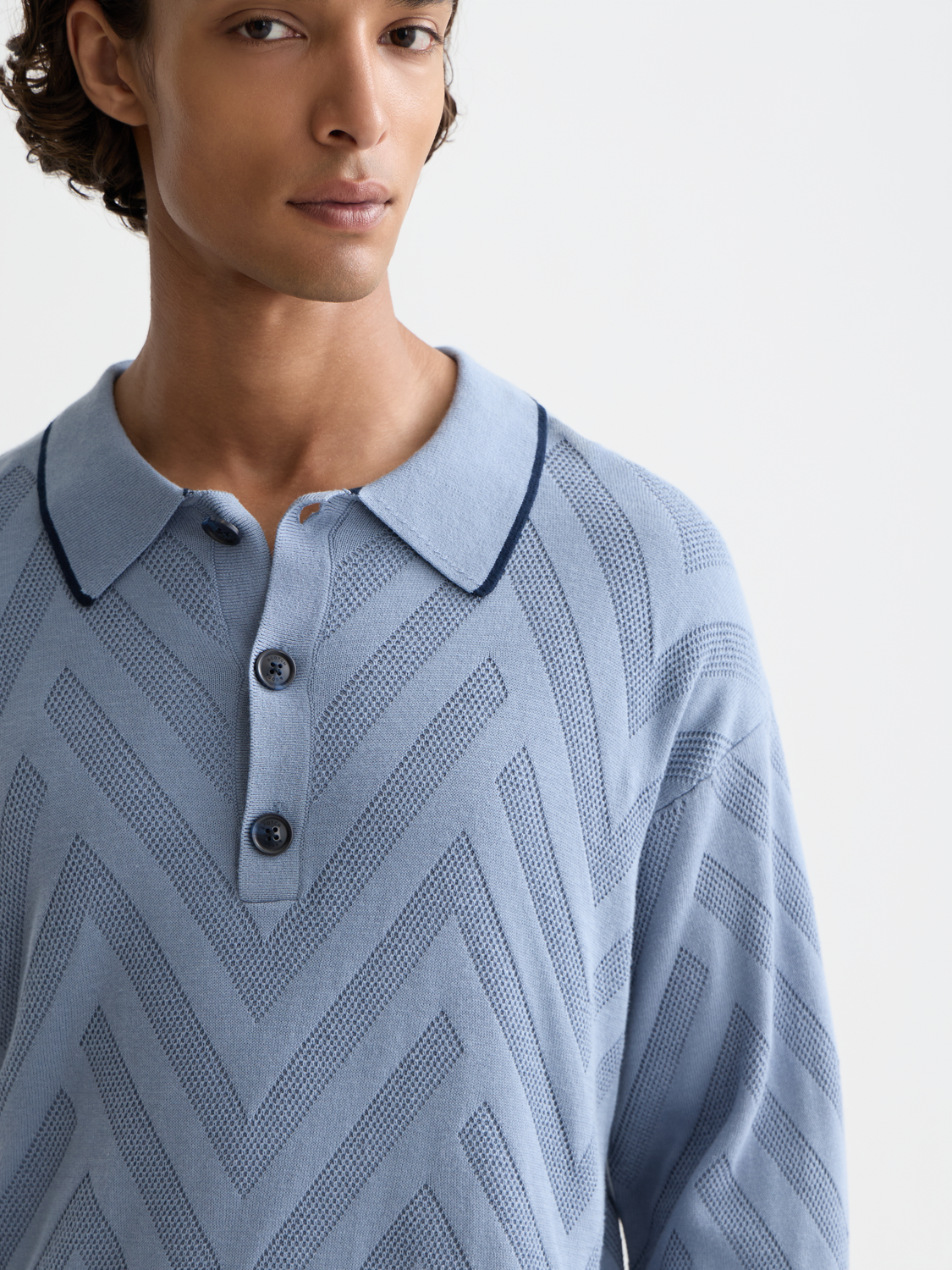 Scotch & Soda Male Structure long sleeve polo-Infinity - Image 4