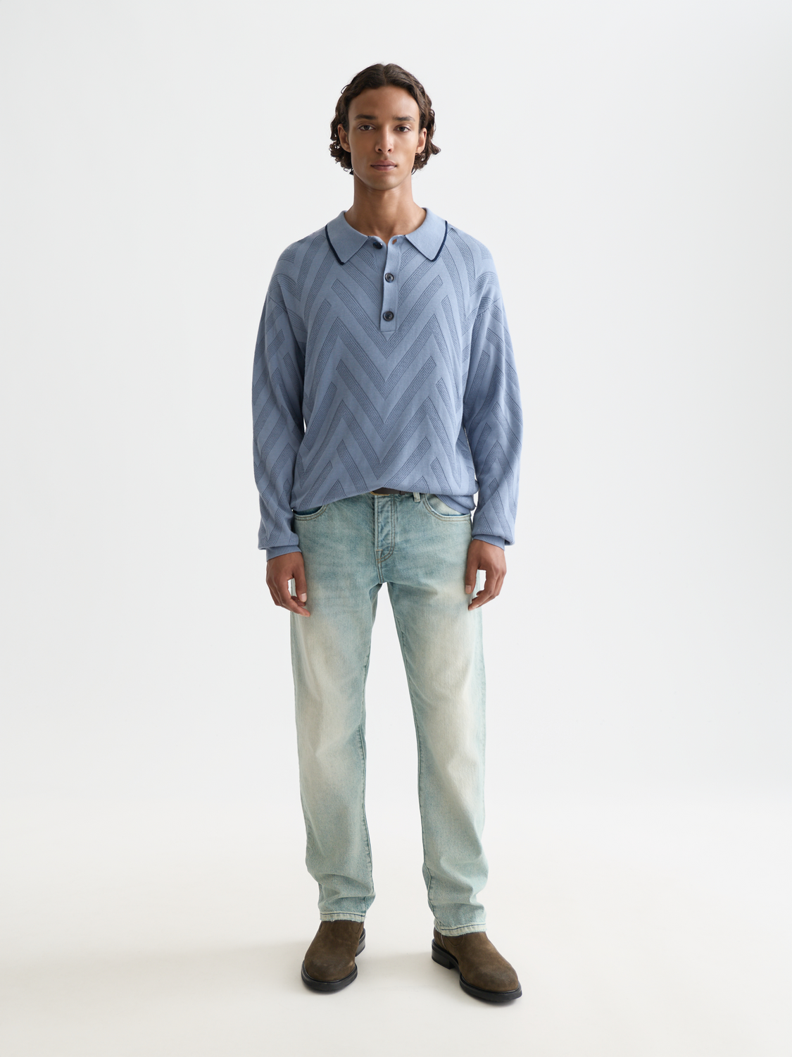 Scotch & Soda Male Structure long sleeve polo-Infinity - Image 3