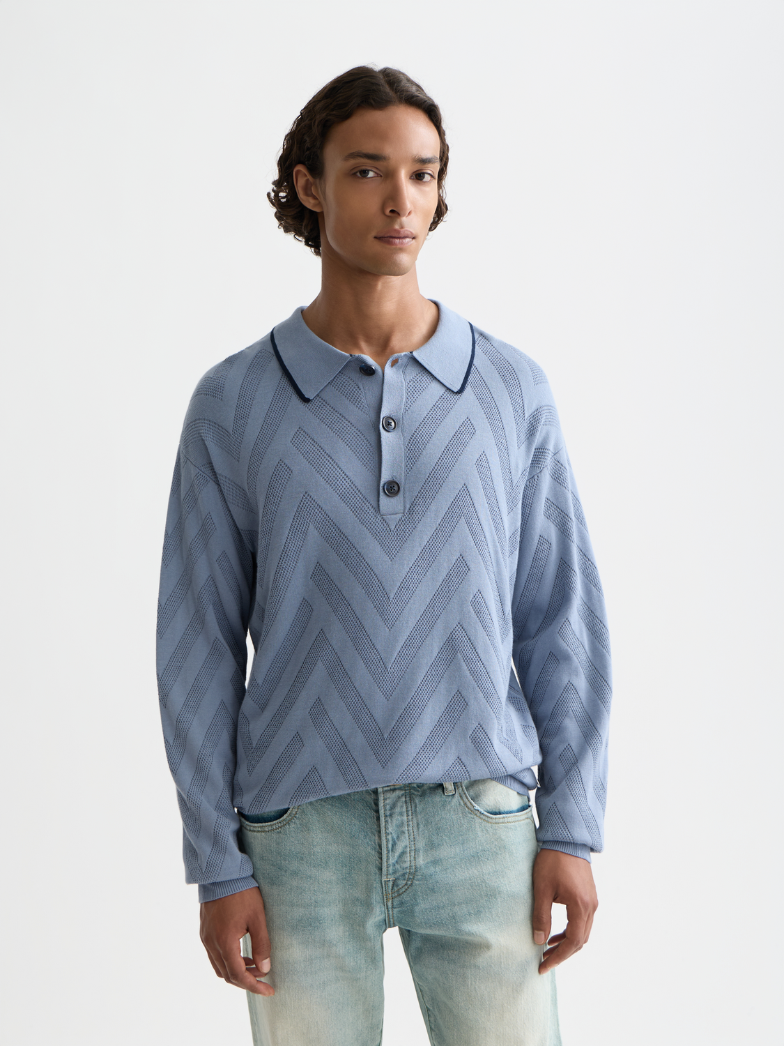 Scotch & Soda Male Structure long sleeve polo-Infinity