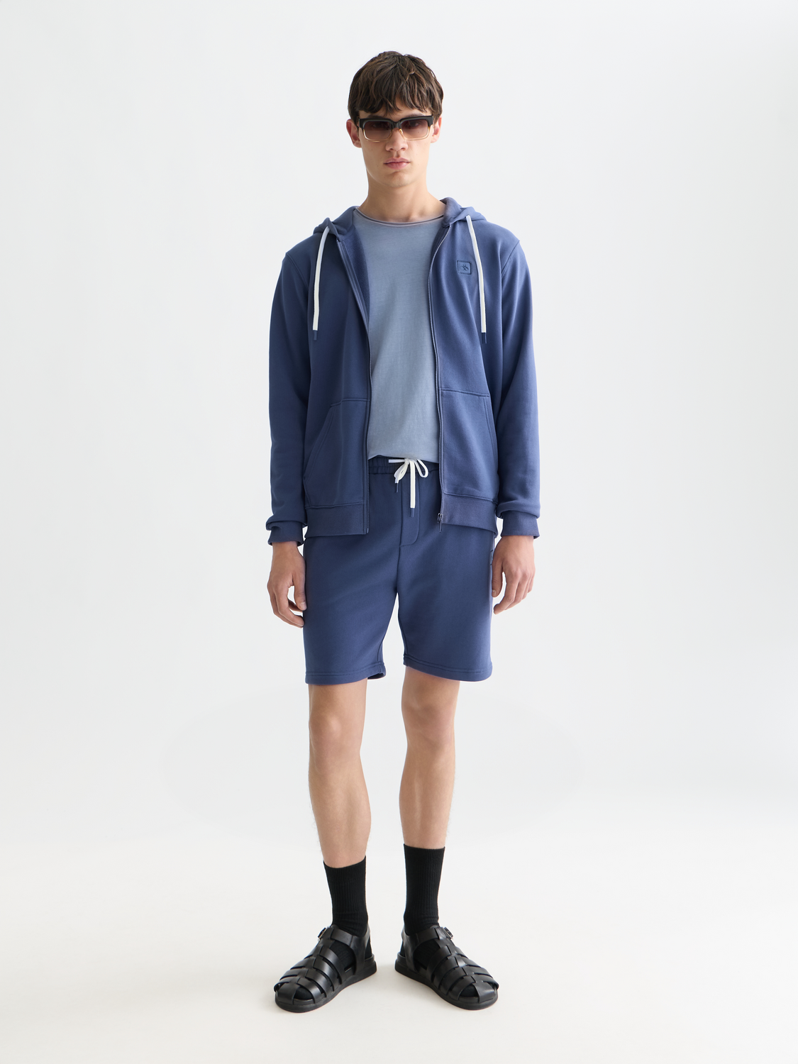 Scotch & Soda Male Logo badge zip through hoodie-Oceana - Image 3