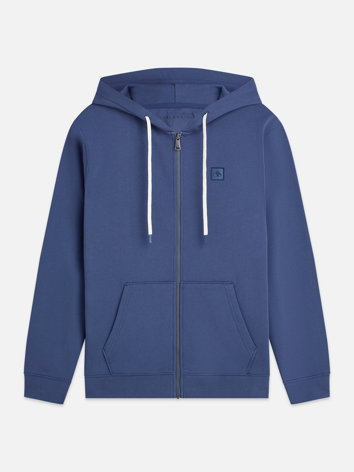Scotch & Soda Male Logo badge zip through hoodie-Oceana - Image 6