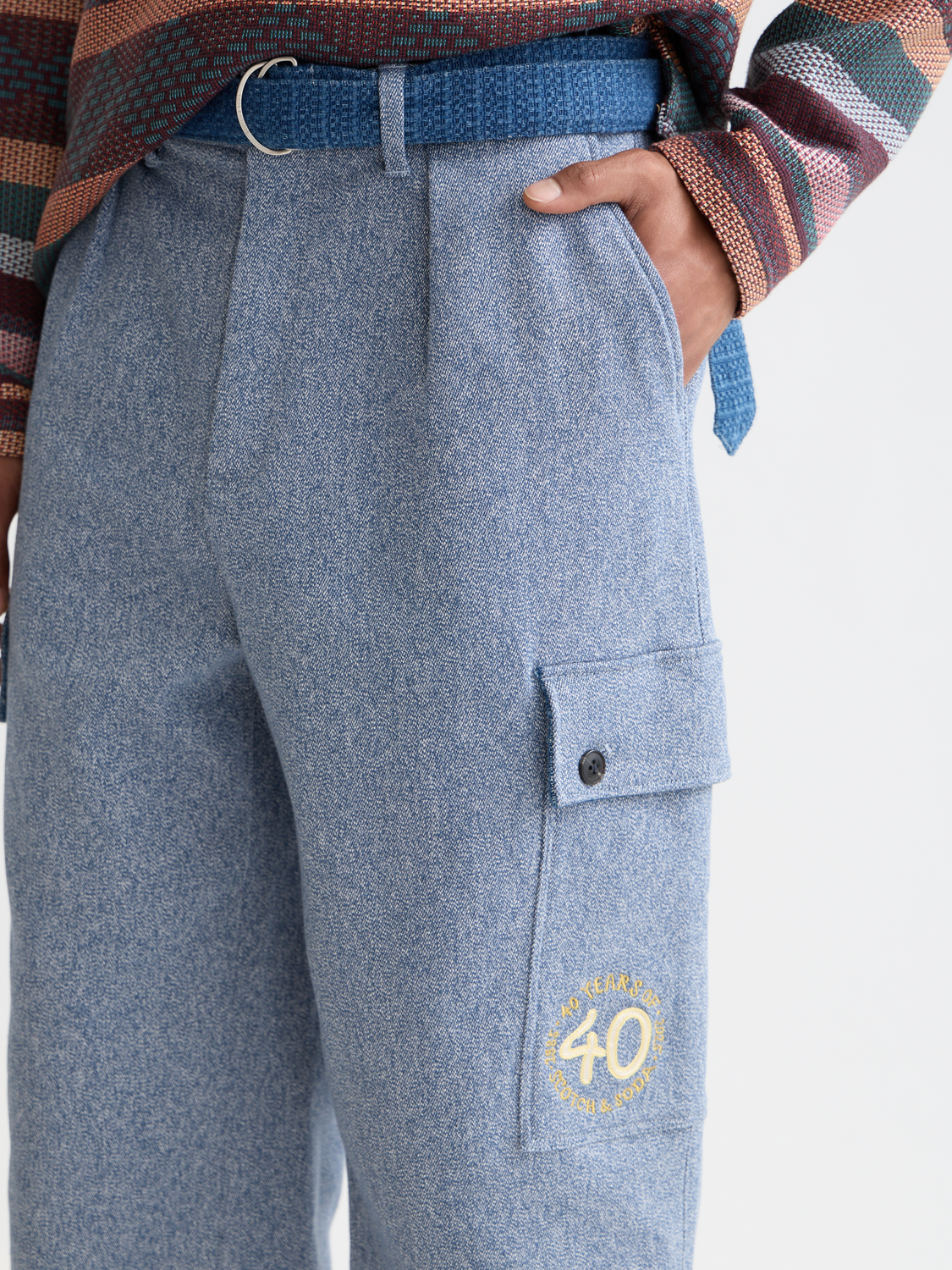 Scotch & Soda Male The 40th anniversary cargo pant-Ensign Blue Melange-L.32 - Image 4
