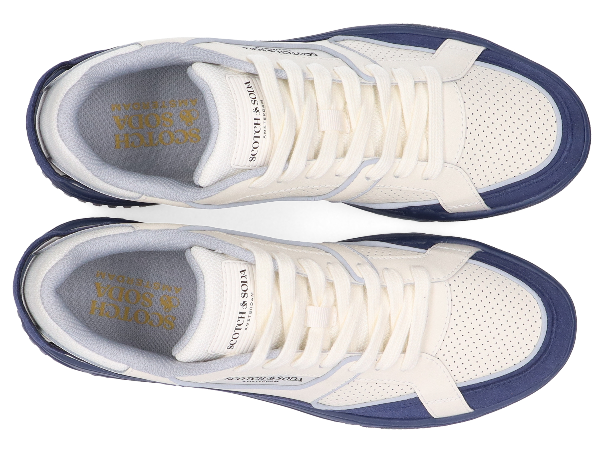 Scotch & Soda Male New Cup Sneakers-Blue/White - Image 4