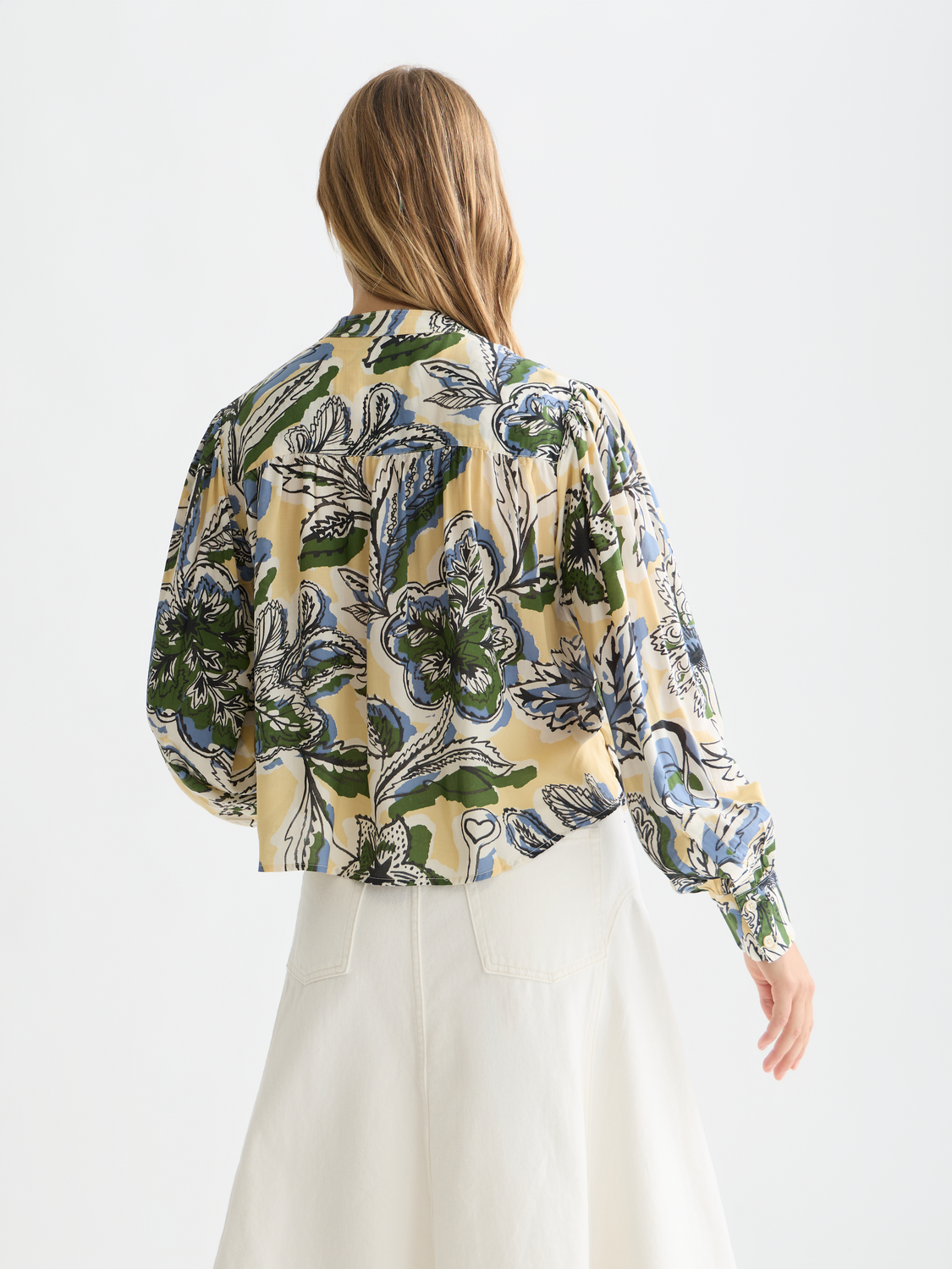 Scotch & Soda Female Pin tuck long sleeve shirt-Lucky Bandana Multi Parsnip - Image 2
