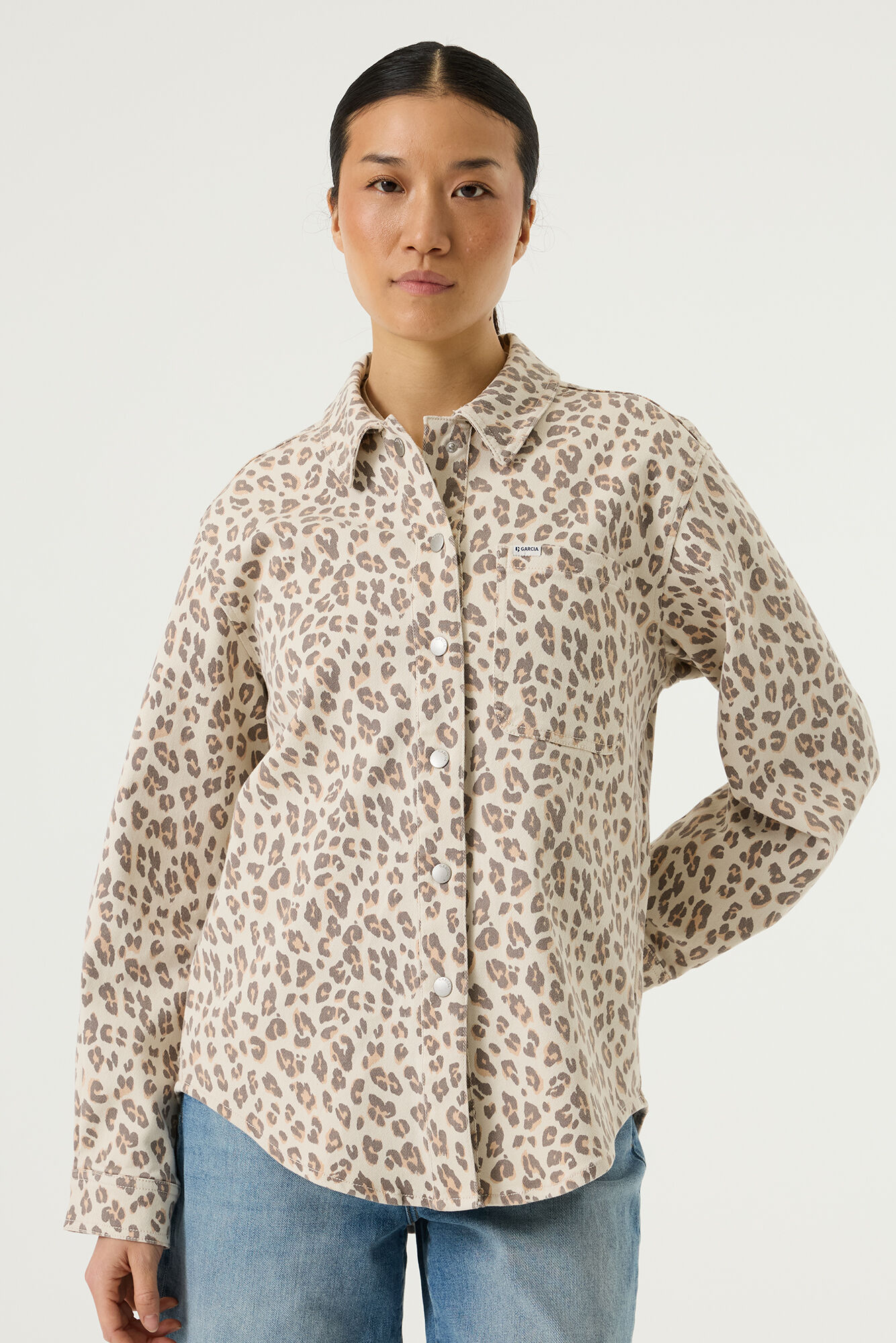 Garcia Female animal print denim overshirt-shade