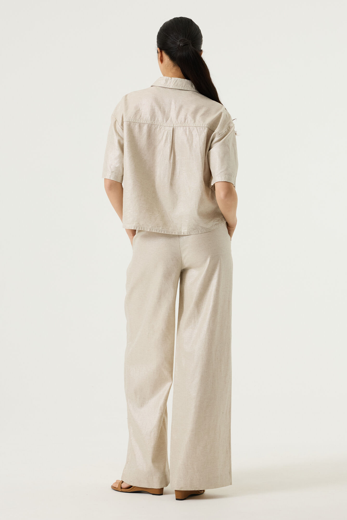 Garcia Female button up linen shirt -ecru coated - Image 3