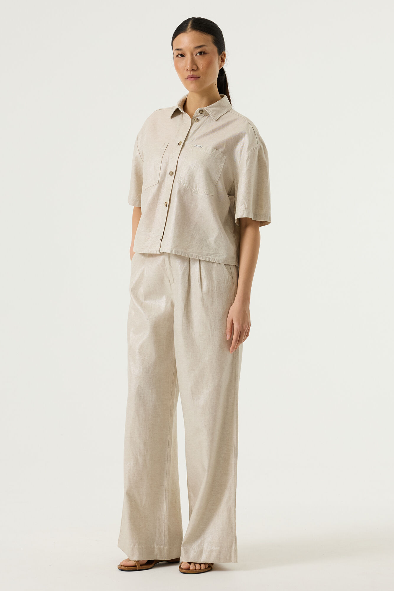 Garcia Female button up linen shirt -ecru coated - Image 2