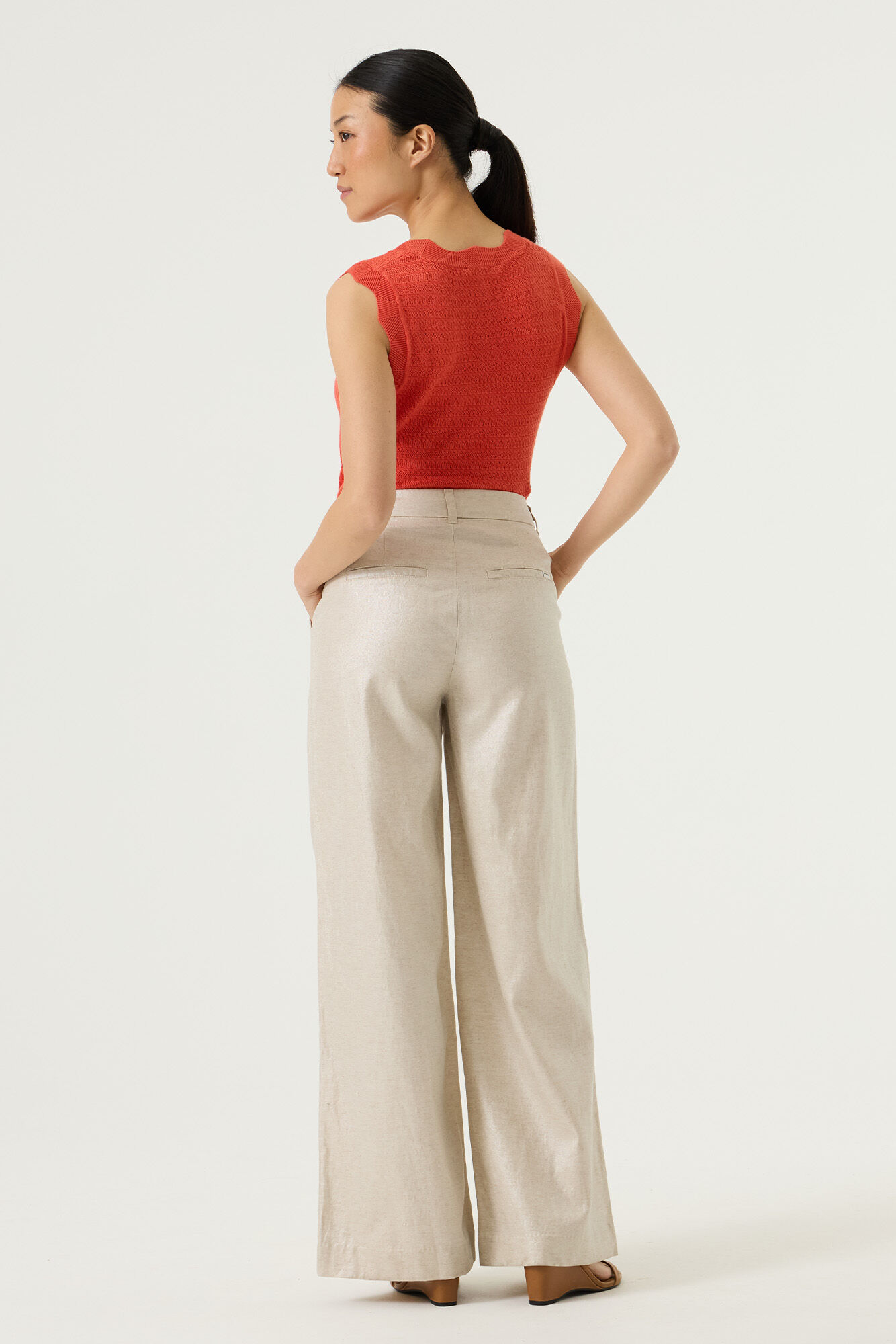 Garcia Female wide leg trousers-ecru coated - Image 3