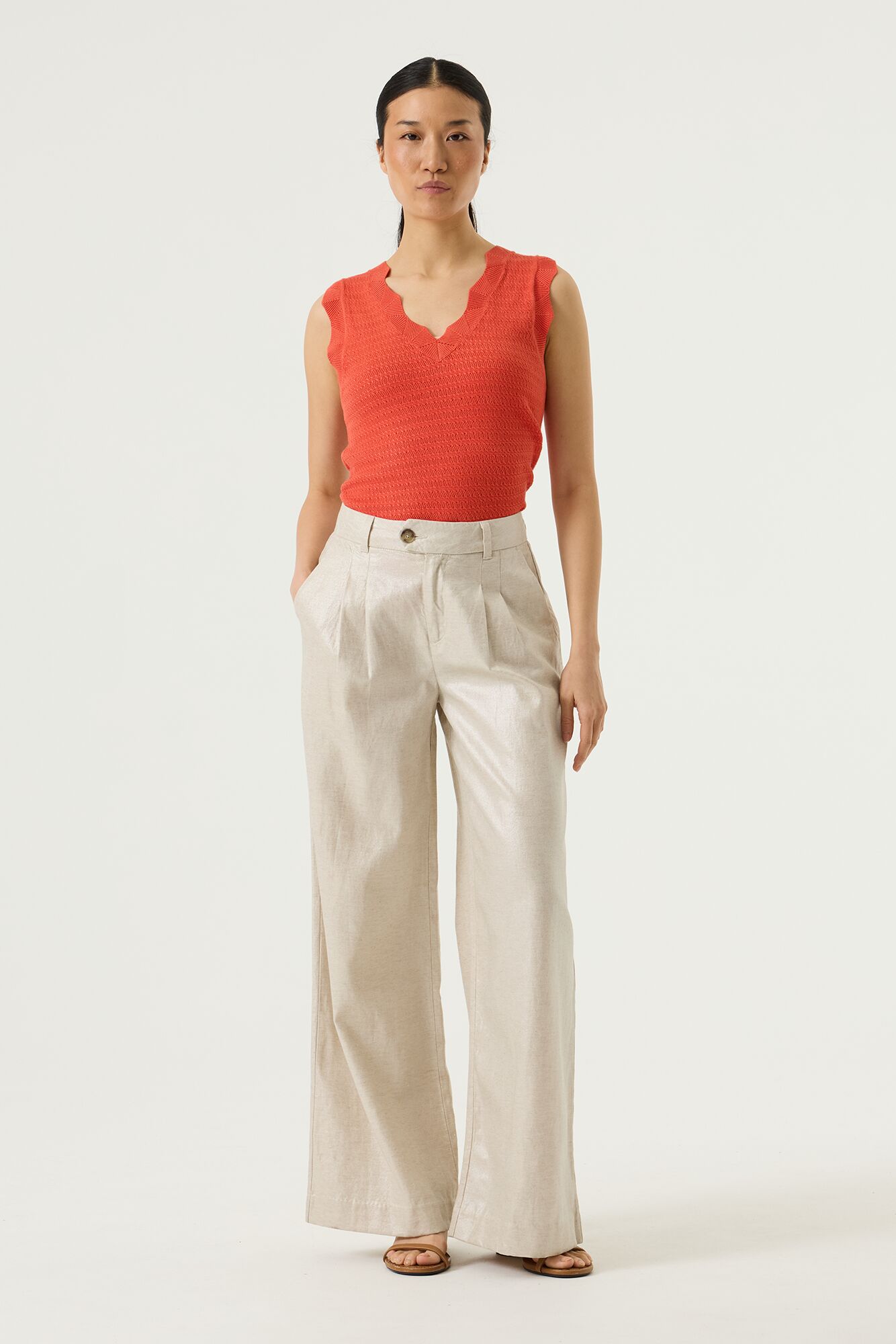 Garcia Female wide leg trousers-ecru coated - Image 2
